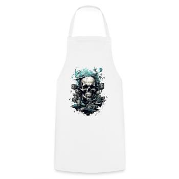 Totenkopf Abstrakt Street Art - Kochschürze - Weiß - Vorne - AI Model Male 185 dark (185cm)