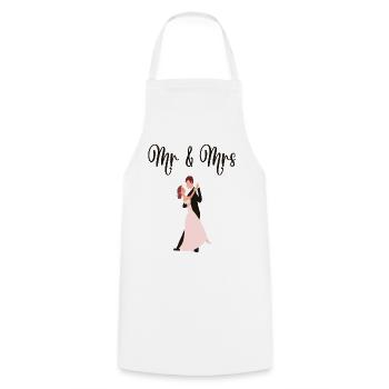 Mr & Mrs Hochzeit Verlobung Heiraten - Kochschürze - Weiß - Vorne - AI Model Male 185 dark (185cm)