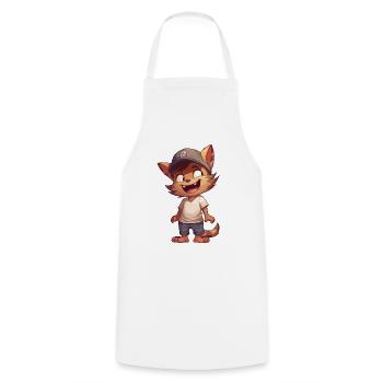 Chat de dessin animé mignon avec casquette Compagnon câlin - Tablier de cuisine - blanc - Devant - AI Model Male 185 dark (185cm)