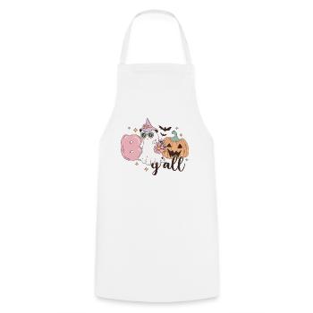 Retro Halloween Boo Y'All Pumpkin and Ghost Design - Cooking Apron - white - Front - AI Model Male 185 dark (185cm)