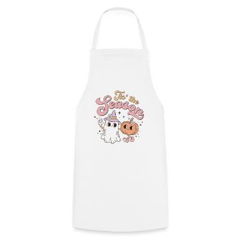Sweet Retro Halloween: Ghost, Pumpkin and Nostalgia - Cooking Apron - white - Front - AI Model Male 185 dark (185cm)