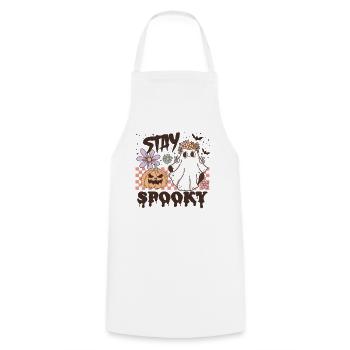 Stay Spooky Retro Halloween with Ghost and Pumpkin - Cooking Apron - white - Front - AI Model Male 185 dark (185cm)