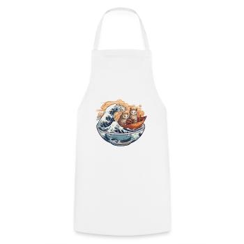 Authentic Ramen Motif for Otakus & Anime Fans - Cooking Apron - white - Front - AI Model Male 185 dark (185cm)