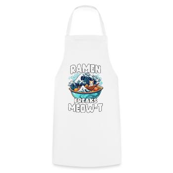 Kawaii Chat et Ramen Otaku Cadeau Neko Ramen - Tablier de cuisine - blanc - Devant - AI Model Male 185 dark (185cm)