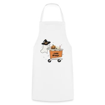 Halloween Gespenst mit Einkaufswagen Code Orange - Kochschürze - Weiß - Vorne - AI Model Male 185 dark (185cm)