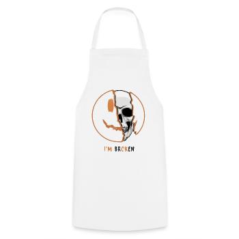 Design effrayant d’Halloween: Crâne « Je suis cassé » - Tablier de cuisine - blanc - Devant - AI Model Male 185 dark (185cm)