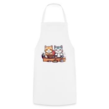 Sushi japonais avec otaku chat Neko - Tablier de cuisine - blanc - Devant - AI Model Male 185 dark (185cm)