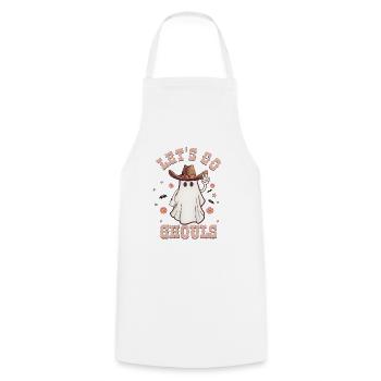 Funny Spooky Halloween Gift Let's Go Ghouls - Cooking Apron - white - Front - AI Model Male 185 dark (185cm)