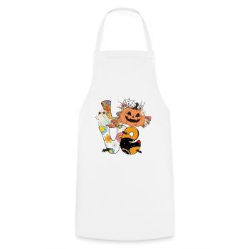 Gruseliges Retro-Halloween-Design: Love mit Kürbis - Kochschürze - Weiß - Vorne - AI Model Male 185 dark (185cm)