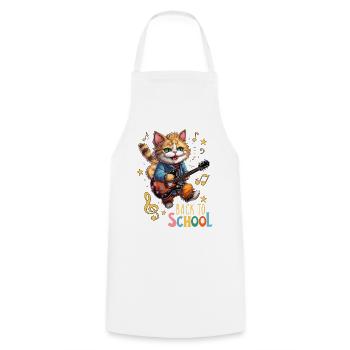 Chaton chat inscrit à la rentrée scolaire - Tablier de cuisine - blanc - Devant - AI Model Male 185 dark (185cm)