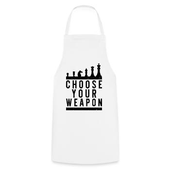 Choose Your Weapon - Funny Chess Saying - Cooking Apron - white - Front - AI Model Male 185 dark (185cm)