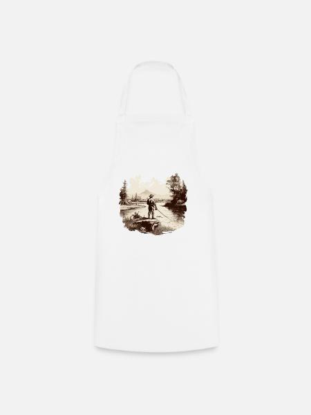 Fliegenfischer Angel Herren Shirt Forellen Angeln - Kochschürze - Weiß