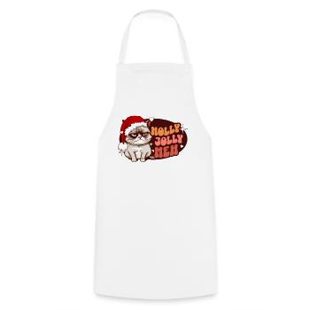 Holly Jolly Meh - Angry Cat Women Funny Christmas - Cooking Apron - white - Front - AI Model Male 185 dark (185cm)