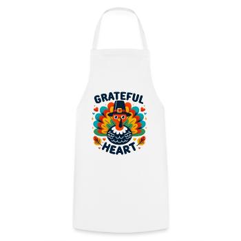 Grateful Heart - Thanksgiving Turkey Time Kids - Cooking Apron - white - Front - AI Model Male 185 dark (185cm)