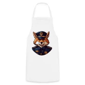 Renard policier - Tablier de cuisine - blanc - Devant - AI Model Male 185 dark (185cm)