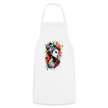 Abstract Colorful Young Woman Graffiti Art - Cooking Apron - white - Front - AI Model Male 185 dark (185cm)