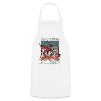 Maillot de joueur de hockey sur glace amusant - Tablier de cuisine - blanc - Devant - AI Model Male 185 dark (185cm)
