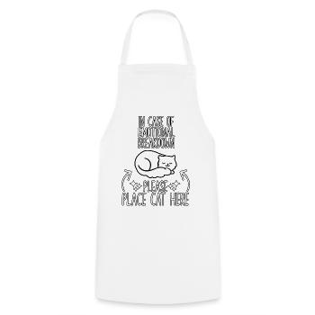 Chats, câlins, tenue, propriétaire du chat, - Tablier de cuisine - blanc - Devant - AI Model Male 185 dark (185cm)
