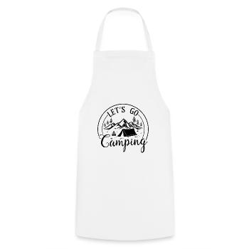 Let's go Camping - Outdoor Traveling Hiking Nature - Cooking Apron - white - Front - AI Model Male 185 dark (185cm)