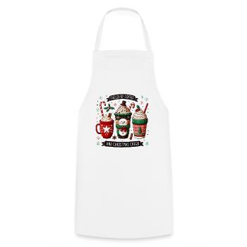 Fueled by Coffee - Café de Noël pour femmes drôles - Tablier de cuisine - blanc - Devant - AI Model Male 185 dark (185cm)