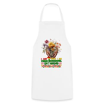 Black Queen Curly Afro - Celebrate Black History - Cooking Apron - white - Front - AI Model Male 185 dark (185cm)