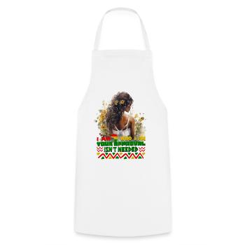 Black Queen Curly Afro - Celebrate Black History - Cooking Apron - white - Front - AI Model Male 185 dark (185cm)