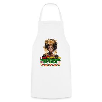 Black Queen Curly Afro - Celebrate Black History - Cooking Apron - white - Front - AI Model Male 185 dark (185cm)