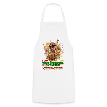 Black Queen Curly Afro - Celebrate Black History - Cooking Apron - white - Front - AI Model Male 185 dark (185cm)
