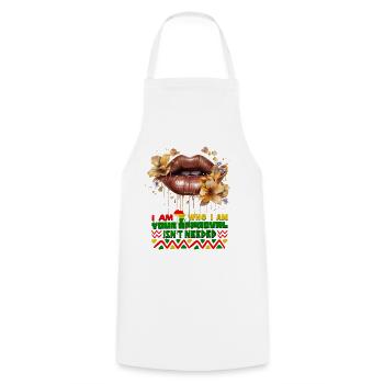 Black Queen Curly Afro - Celebrate Black History - Cooking Apron - white - Front - AI Model Male 185 dark (185cm)