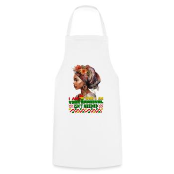 Black Queen Curly Afro - Celebrate Black History - Cooking Apron - white - Front - AI Model Male 185 dark (185cm)