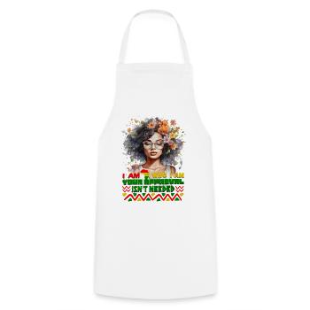 Black Queen Curly Afro - Celebrate Black History - Cooking Apron - white - Front - AI Model Male 185 dark (185cm)