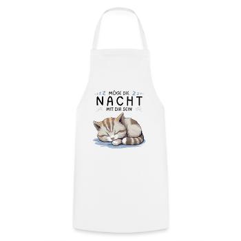 Möge die Nacht mit dir sein - Schlafshirt Katze - Kochschürze - Weiß - Vorne - AI Model Male 185 dark (185cm)