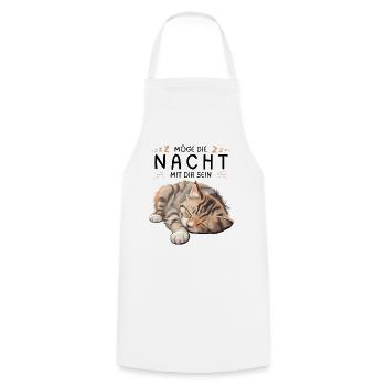 Möge die Nacht mit dir sein - Schlafshirt Katze - Kochschürze - Weiß - Vorne - AI Model Male 185 dark (185cm)