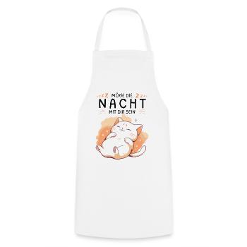 Möge die Nacht mit dir sein - Schlafshirt Katze - Kochschürze - Weiß - Vorne - AI Model Male 185 dark (185cm)