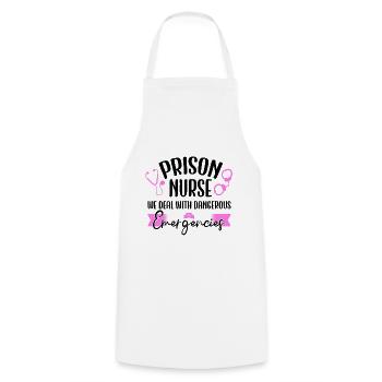 Prison Nurse We Deal With Emergencies Nurse Gift - Cooking Apron - white - Front - AI Model Male 185 dark (185cm)