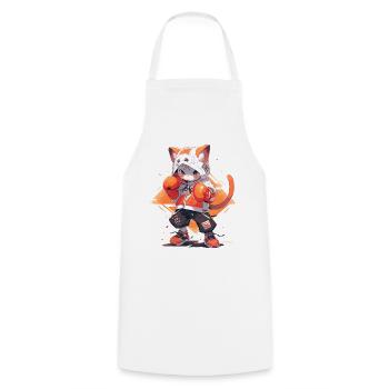 Funny Cat Boxing MMA Kawaii Martial Arts Animals - Cooking Apron - white - Front - AI Model Male 185 dark (185cm)