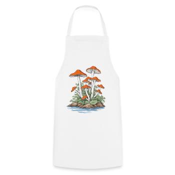 Mushroom Picker Vintage Forest and Nature Design - Cooking Apron - white - Front - AI Model Male 185 dark (185cm)