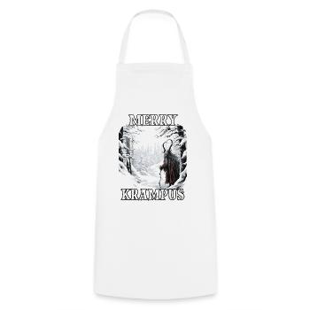 Krampus T | Costume de Krampus | Père Noël - Tablier de cuisine - blanc - Devant - AI Model Male 185 dark (185cm)