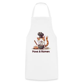 Pattes et Ramen Chats Drôles Dictons D’animaux - Tablier de cuisine - blanc - Devant - AI Model Male 185 dark (185cm)