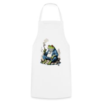 Yokai Frog Kanji Japan Retro Streetwear - Cooking Apron - white - Front - AI Model Male 185 dark (185cm)