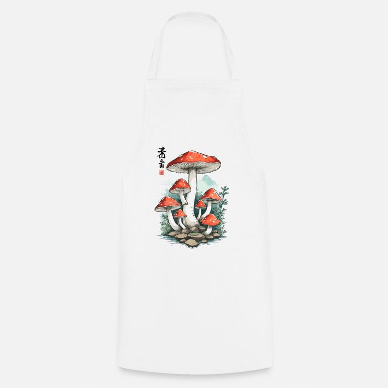 Magic Toadstool Japan Cottagecore Design - Cooking Apron - white