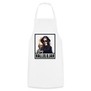 Sexy Nun Drinks Alcohol Dicton Drôle - Tablier de cuisine - blanc - Devant - AI Model Male 185 dark (185cm)