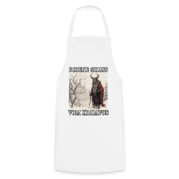 Krampus mask Krampus costume Kramperl Evil Santa - Cooking Apron - white - Front - AI Model Male 185 dark (185cm)