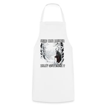 Krampus T | Krampus Costume | Demonic Santa Claus - Cooking Apron - white - Front - AI Model Male 185 dark (185cm)