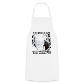 Krampus T | Krampus Costume | Demonic Santa Claus - Cooking Apron - white - Front - AI Model Male 185 dark (185cm)