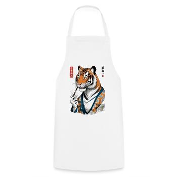 Ukiyo-E Tiger Geisha Anime Vintage Streetwear - Kochschürze - Weiß - Vorne - AI Model Male 185 dark (185cm)