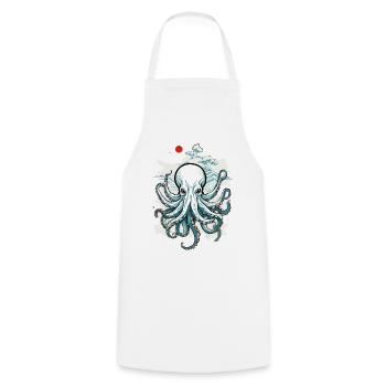 Japanese Octopus Octopus Ukiyo-E Sea Art - Cooking Apron - white - Front - AI Model Male 185 dark (185cm)