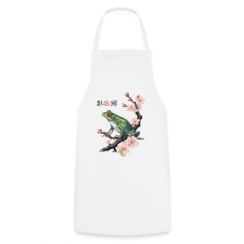 Japanischer Baumfrosch Kirschblüten Retro - Kochschürze - Weiß - Vorne - AI Model Male 185 dark (185cm)