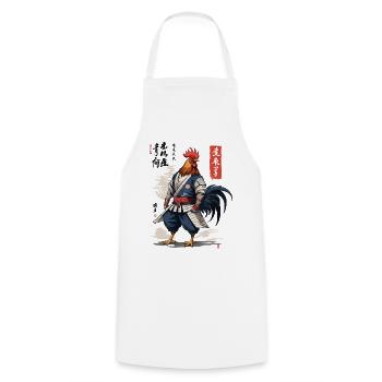 Samurai Ronin Vintage Japan Ukiyo-E Design - Cooking Apron - white - Front - AI Model Male 185 dark (185cm)