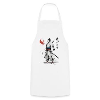 Japan Samurai Streetwear Vintage Ukiyo-E Kanji - Kochschürze - Weiß - Vorne - AI Model Male 185 dark (185cm)